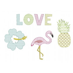 Stickserie - Flamingo Tropical Gemustert